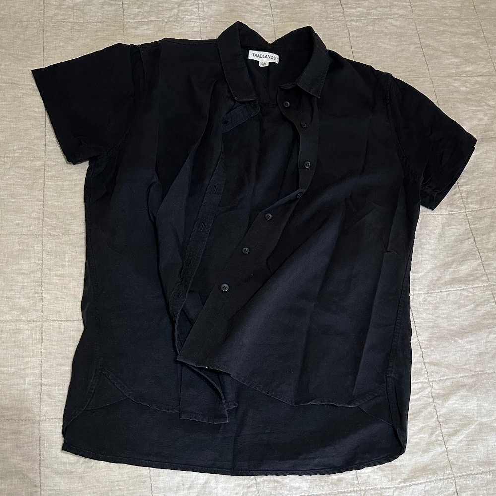 Black Tradlands Short Sleeve Shirt - Tencel Linen Blend
